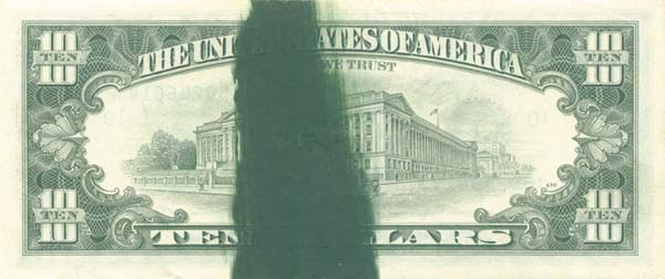 Paper Money Error - 1985 dated $10 Large Ink Smear at Back - United States Small Size Currency